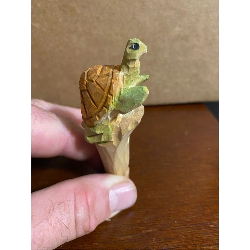 Hand carved wooden turtle whistle